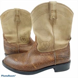 Ariat Two Tone ATS Brown Leather Cowboy Boots 7.5